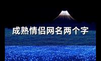 关于成熟情侣网名两个字(优选178个)大全