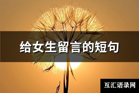 给女生留言的短句(74句)