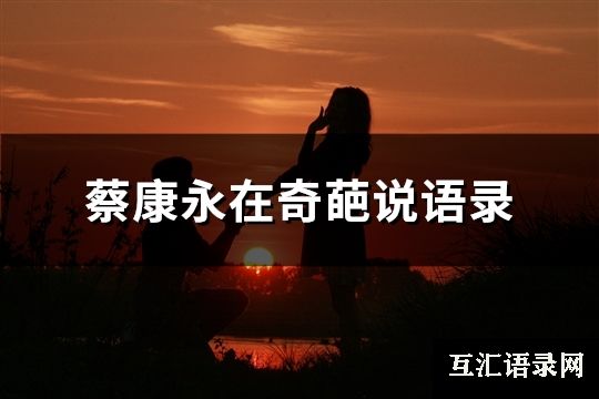 蔡康永在奇葩说语录(共61句)