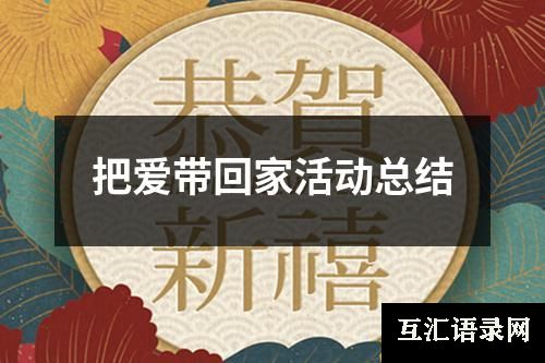 把爱带回家活动总结