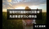 致敬时代楷模时代孙景坤先进事迹学习心得体会