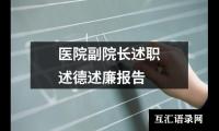 医院副院长述职述德述廉报告