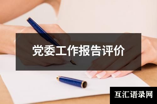 党委工作报告评价