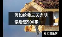 假如给我三天光明读后感500字