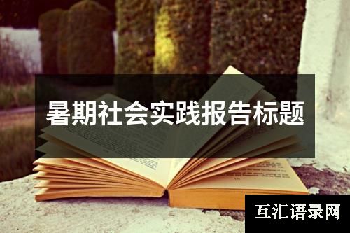 暑期社会实践报告标题