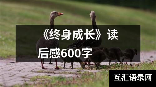 《终身成长》读后感600字