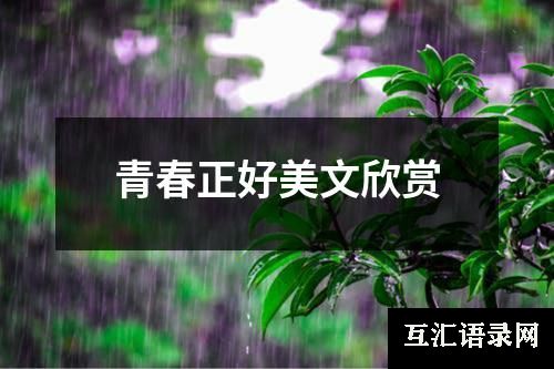 青春正好美文欣赏