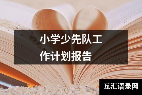 小学少先队工作计划报告