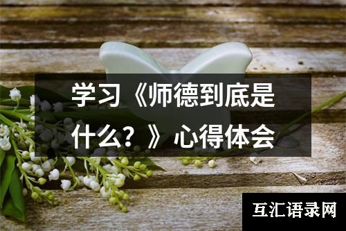 学习《师德到底是什么？》心得体会