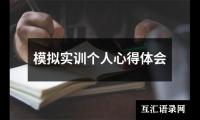 关于模拟实训个人心得体会（精选13篇）