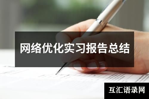 网络优化实习报告总结