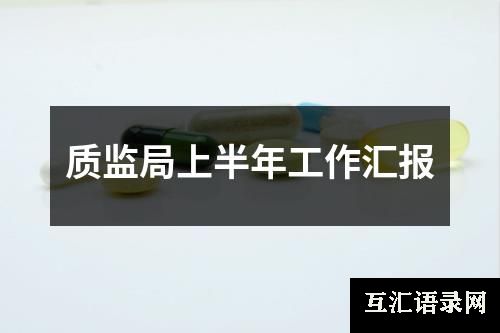 质监局上半年工作汇报