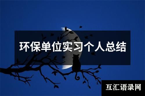 环保单位实习个人总结