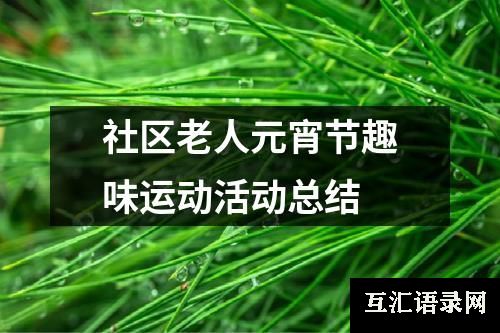 社区老人元宵节趣味运动活动总结