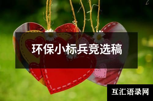 环保小标兵竞选稿