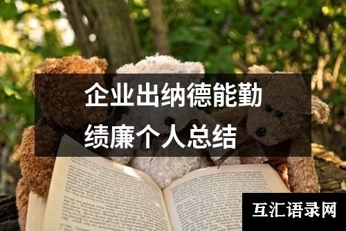 企业出纳德能勤绩廉个人总结