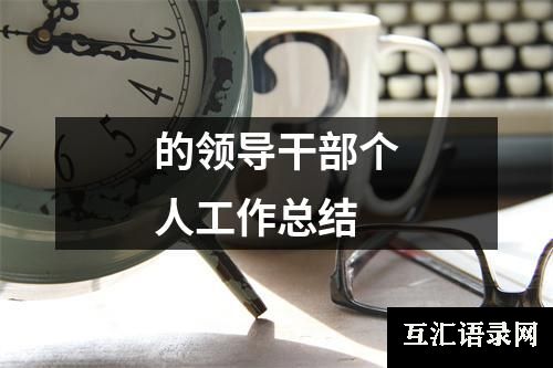 的领导干部个人工作总结