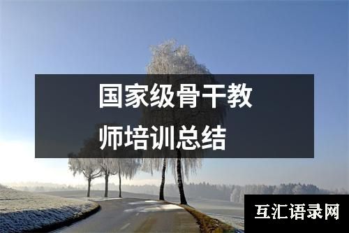 国家级骨干教师培训总结