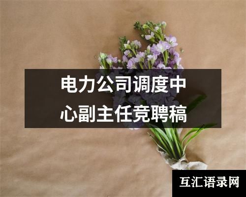 电力公司调度中心副主任竞聘稿