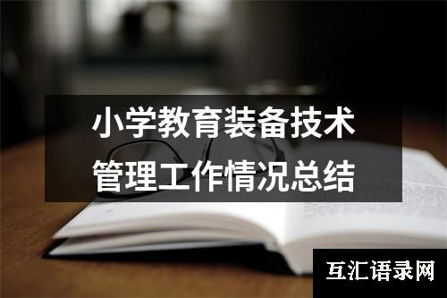 小学教育装备技术管理工作情况总结