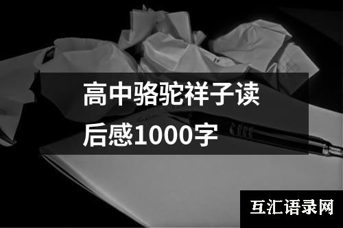 高中骆驼祥子读后感1000字