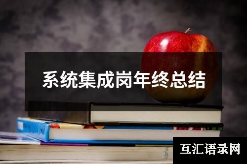 系统集成岗年终总结