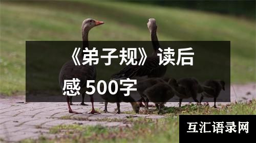 《弟子规》读后感 500字