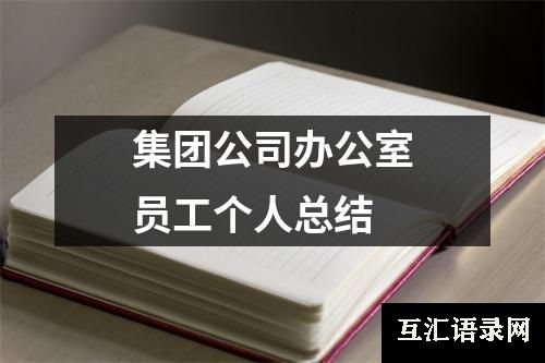 集团公司办公室员工个人总结