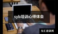 关于syb培训心得体会（集锦20篇）