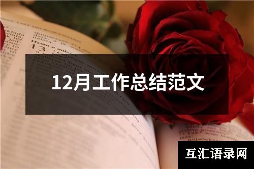 12月工作总结范文