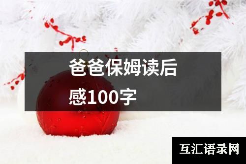 爸爸保姆读后感100字