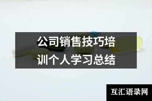 公司销售技巧培训个人学习总结