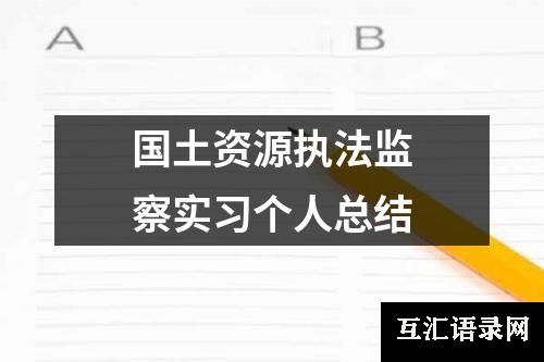 国土资源执法监察实习个人总结