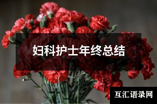 妇科护士年终总结