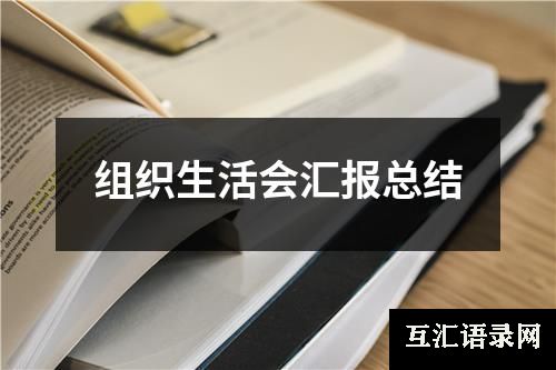 组织生活会汇报总结