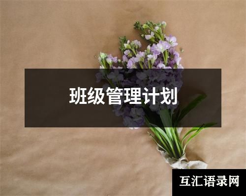 班级管理计划