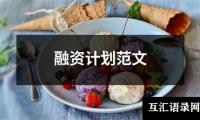 关于融资计划范文（精选14篇）