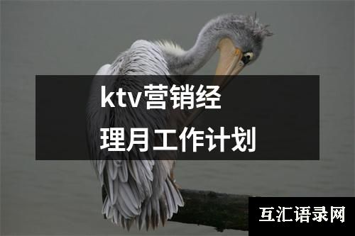 ktv营销经理月工作计划