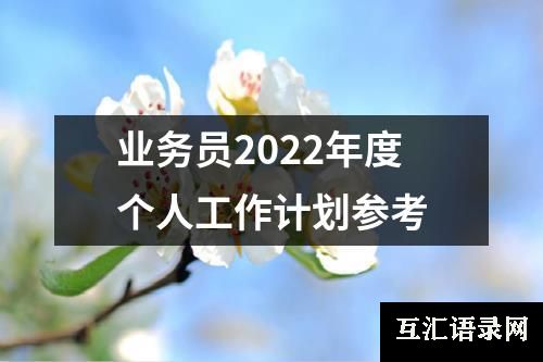 业务员2022年度个人工作计划参考