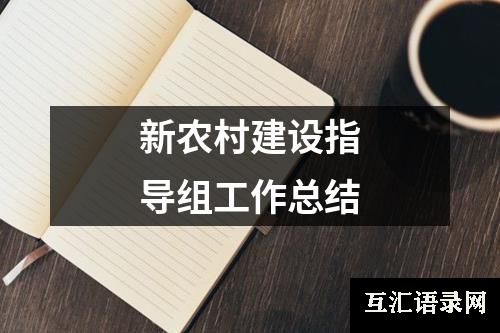 新农村建设指导组工作总结