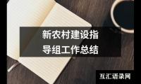 关于新农村建设指导组工作总结（精选12篇）