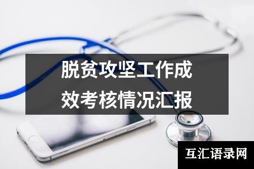 脱贫攻坚工作成效考核情况汇报