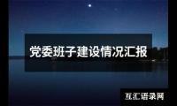 关于党委班子建设情况汇报（集锦15篇）