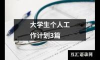 关于大学生个人工作计划3篇（通用18篇）