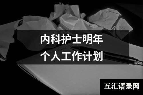 内科护士明年个人工作计划