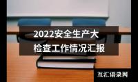 关于2022安全生产大检查工作情况汇报（精选18篇）