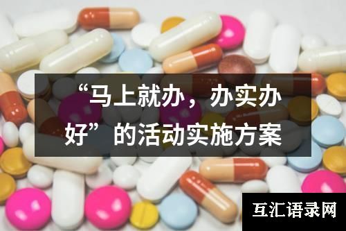 “马上就办，办实办好”的活动实施方案