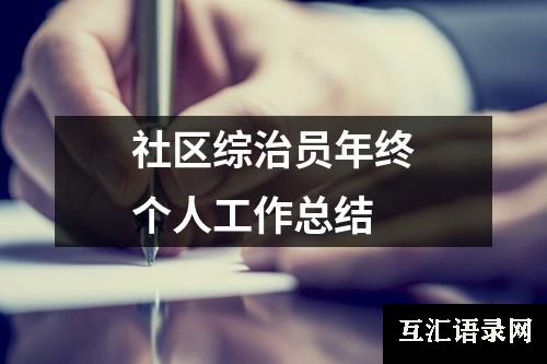 社区综治员年终个人工作总结