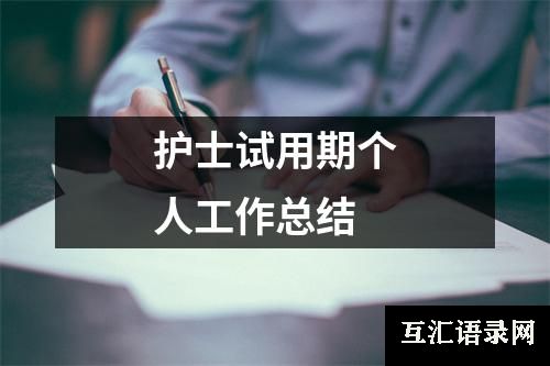 护士试用期个人工作总结