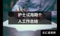 关于护士试用期个人工作总结（整理12篇）